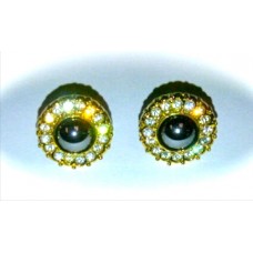 Black & Crystal Round Studs
